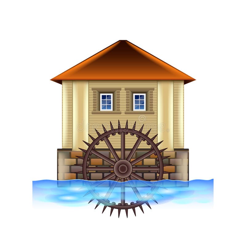 Old water mill on white vector