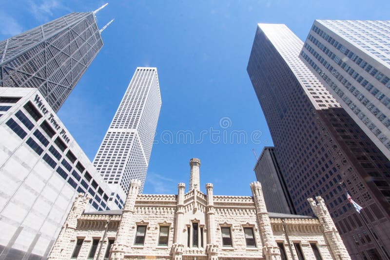 Old Water Tower Chicago Illinois stock photo Old Water Tower Chicago Illinois stock photo