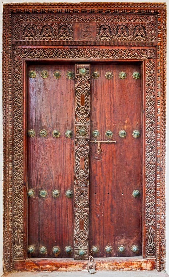 Carved Wooden Doors of Stone Town, Zanzibar Stock Image - Image of front,  doors: 171036855