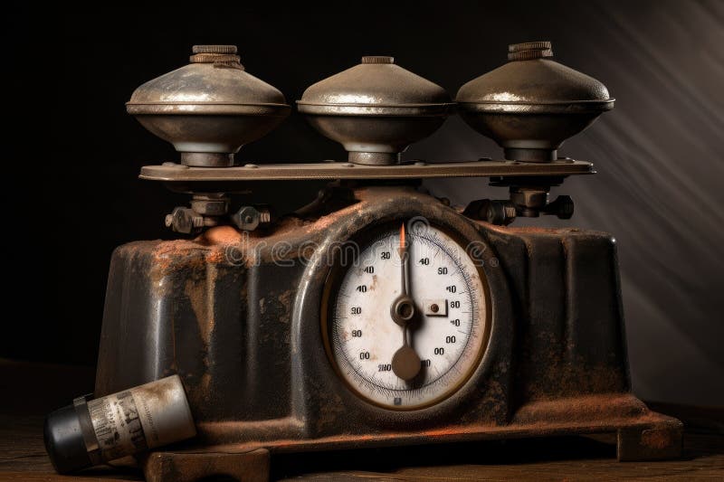 Old weight on scale, showing a decrease in weight over time, created with generative ai. Decrease ai stock images, royalty-free photos and pictures