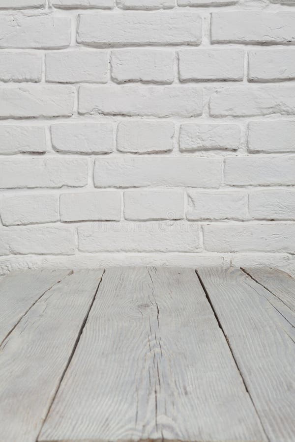 Old White Brick Wall And Wood Floor Background Stock Image Image of