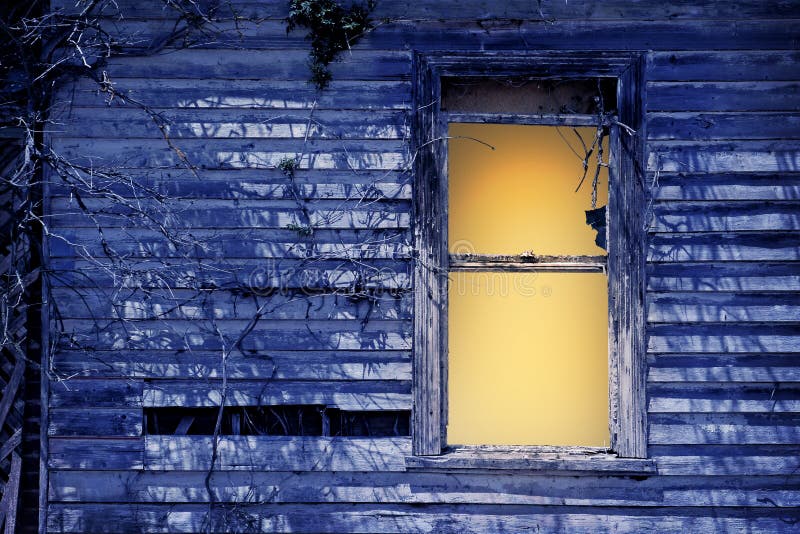 Old window by moonlight stock image
