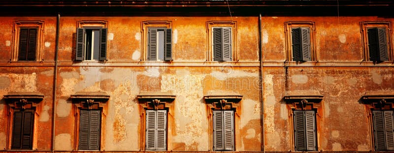 Old windows in a row