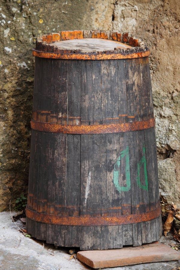 Old wine barrel stock image