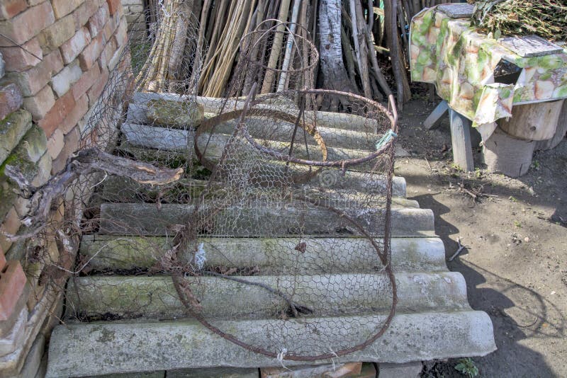 Old Wire Baskets for Catching Fish Stock Photo Image of freshwater
