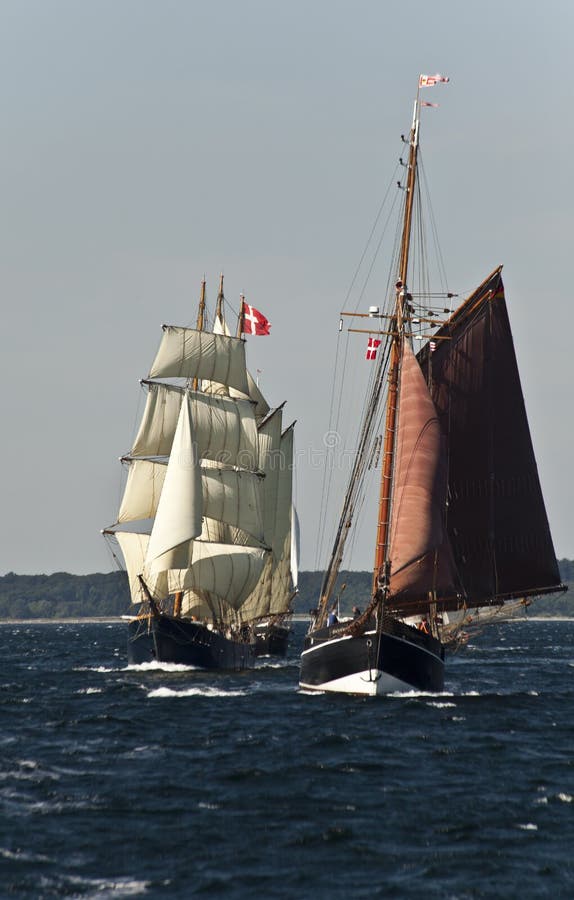 Old Woden Sail Ships race stock photography
