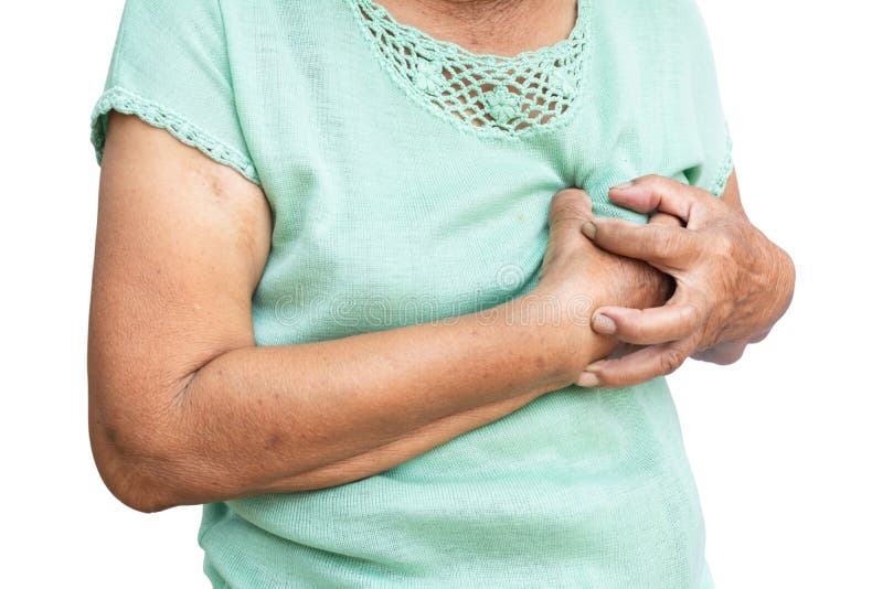 Old woman felt heart ache on white background royalty free stock photography Old woman felt heart ache on white background royalty free stock photography