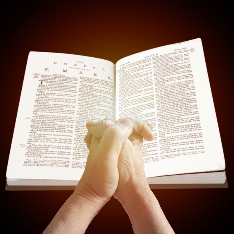 Old Woman Holding a Bible in Her Hands and Praying Stock Image - Image ...