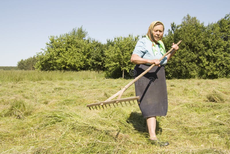 The old woman with a rake