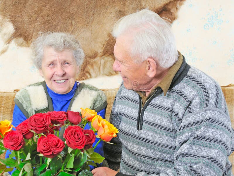 Old woman with roses