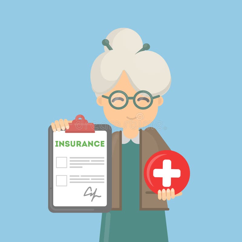 Old woman shows insurance.