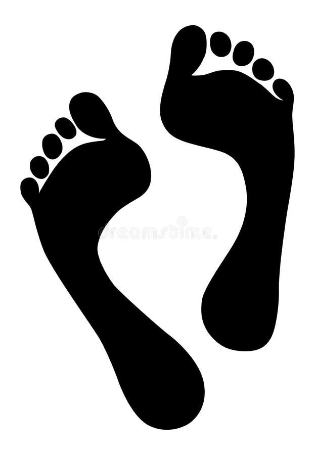 Old woman silhouette foot prints stock illustration