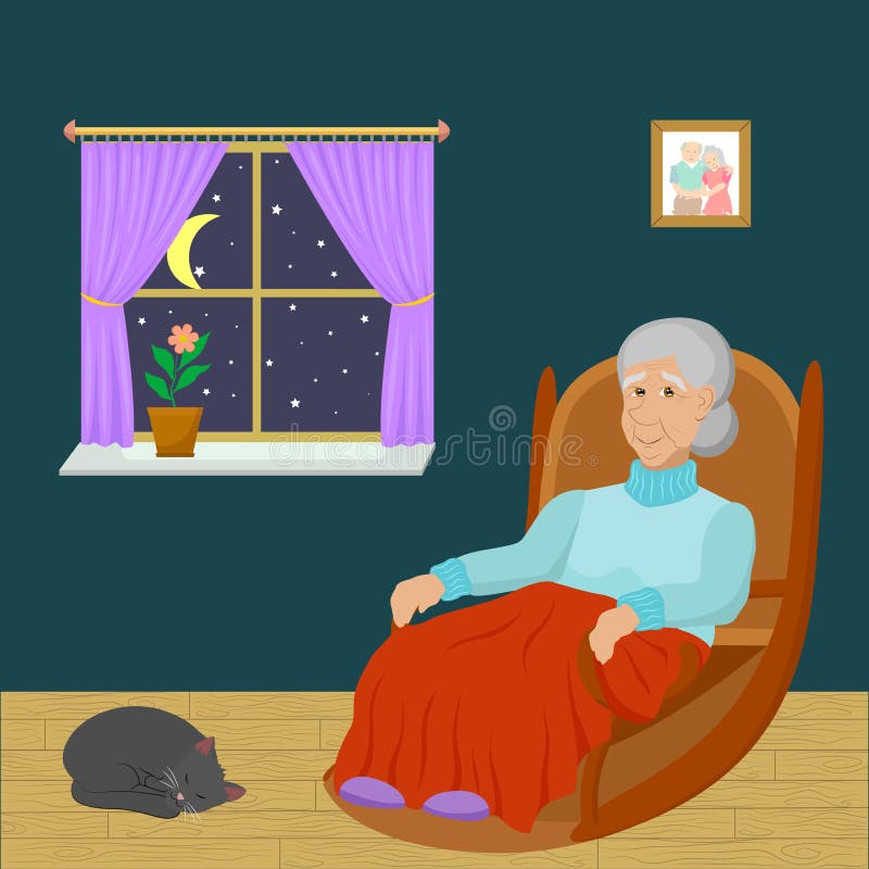 Old Lady Rocking Chair Stock Illustrations 52 Old Lady Rocking