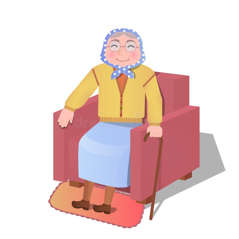 Old woman sitting stock illustration. Illustration of female - 114232381