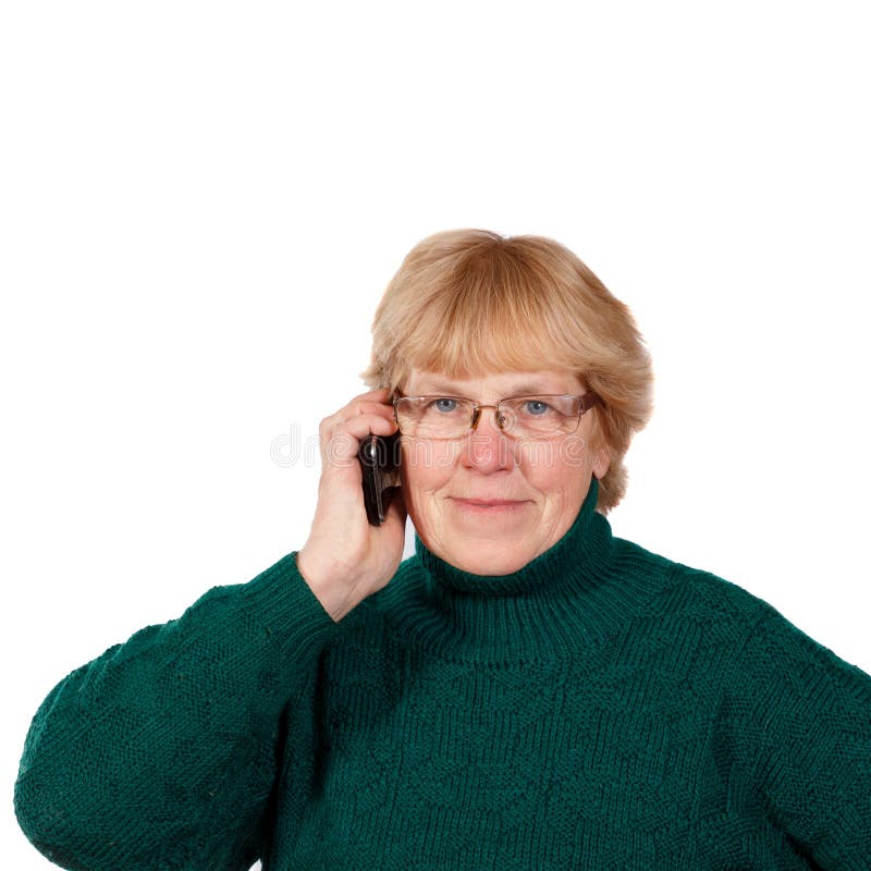 Old woman talking on phone