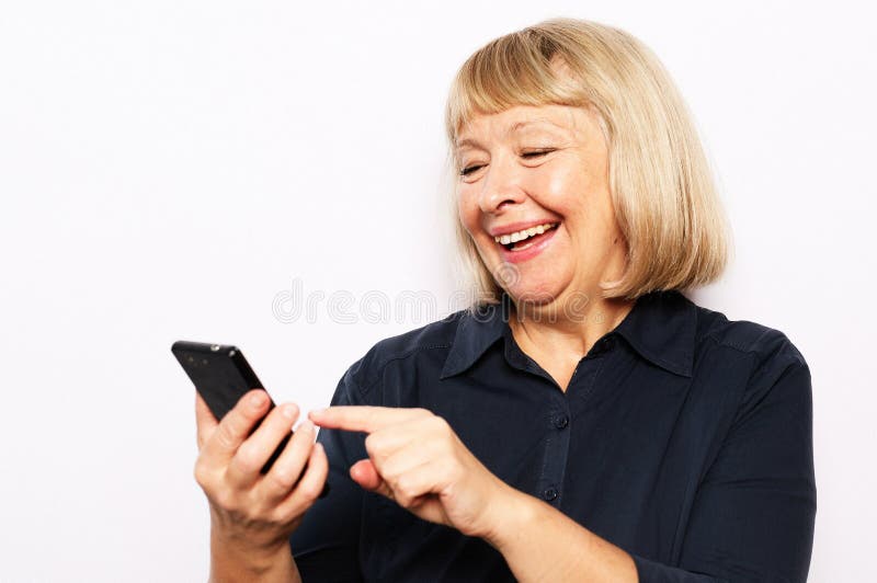 Old Woman Watching Funny Videos on Internet. Stock Photo - Image of mobile,  glad: 217423062