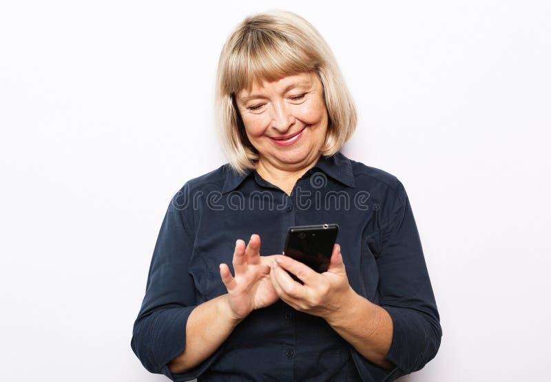 Old Woman Watching Funny Videos on Internet Stock Image - Image of mature,  casual: 205820815