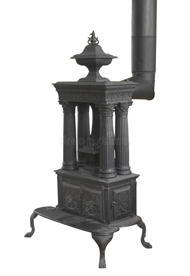 Old wood burning heater stove isolated