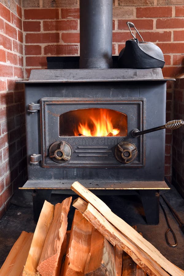 Old Fashioned Wood Burning Stove Stock Photo Image of flame, pipe
