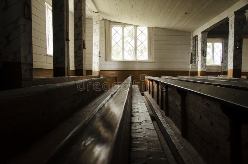 Old wood country church interior stock photo Old wood country church interior stock photo