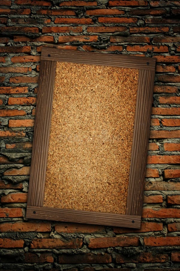 Old wood frame on brick wall