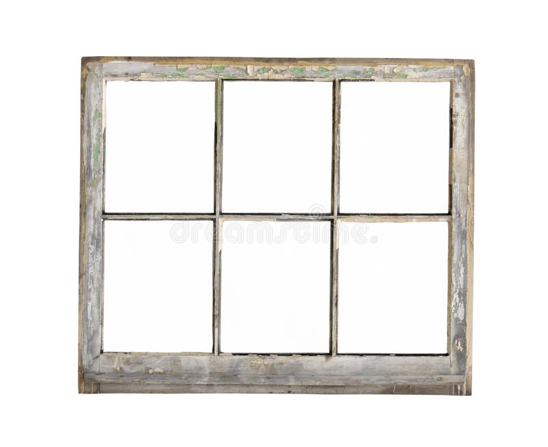 Old wood frame window isolated.