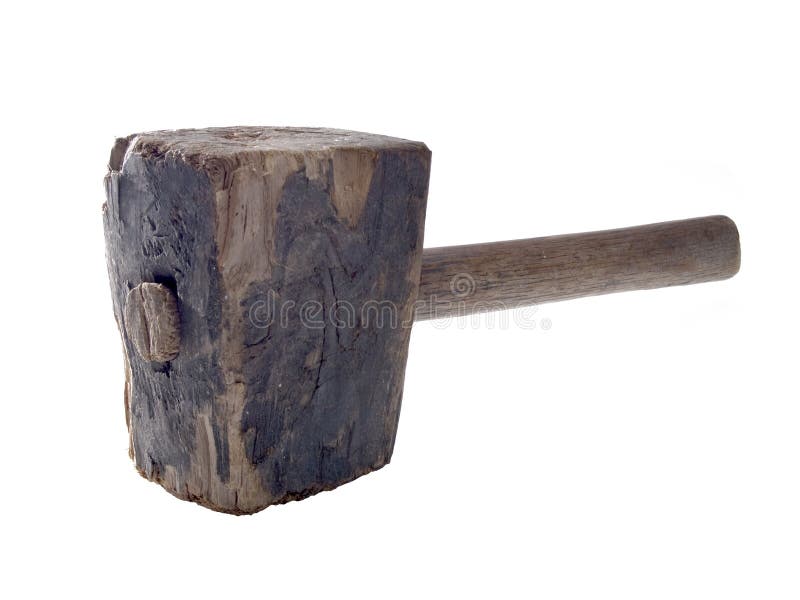 Old Wood Hammer Isolated stock photo. Image of ancient ...