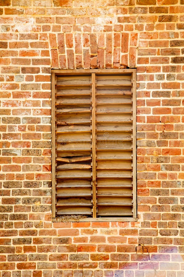 Old Wood Slat Window In Brick Wall Stock Photo Image 30577432