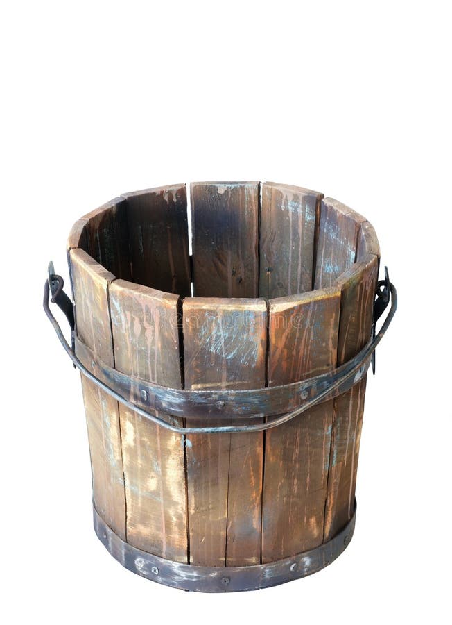 Old Antique Wood Water Bucket Isolated Stock Image - Image of pail,  ancient: 2343465