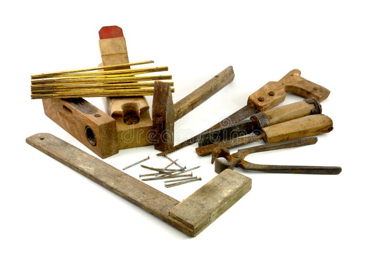 Old wooden carpenter tools