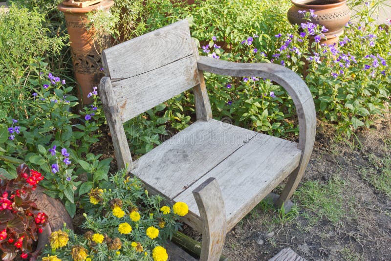 Old Wooden Chair in the Garden Stock Photo Image of archaic