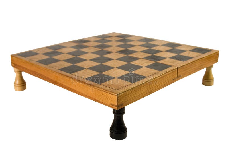 Old wooden chessboard resting upon the rooks