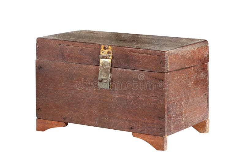 Old Wooden Treasure Chest Isolated on White Stock Image Image of latch, chest 165986439