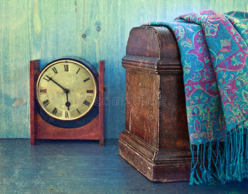 Old wooden chest and watches royalty free stock photos Old wooden chest and watches royalty free stock photos