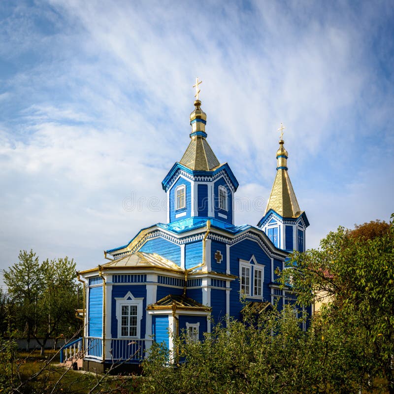 The Old Wooden Church In The Village. Moldova Stock Image - Image of
