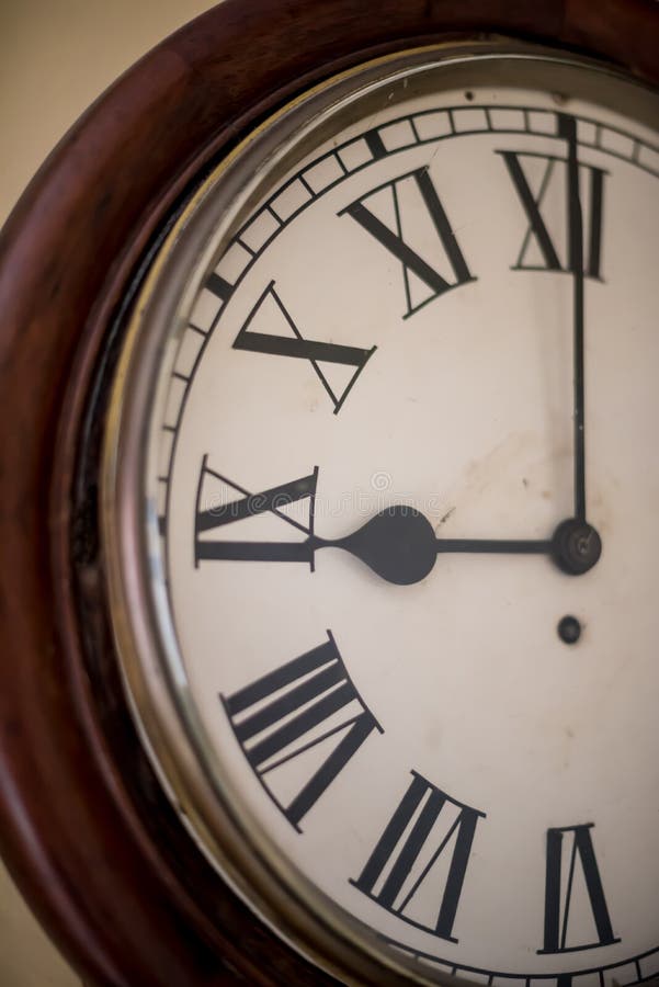 Closeup of an Old Wooden Clock Face Stock Photo Image of time, round