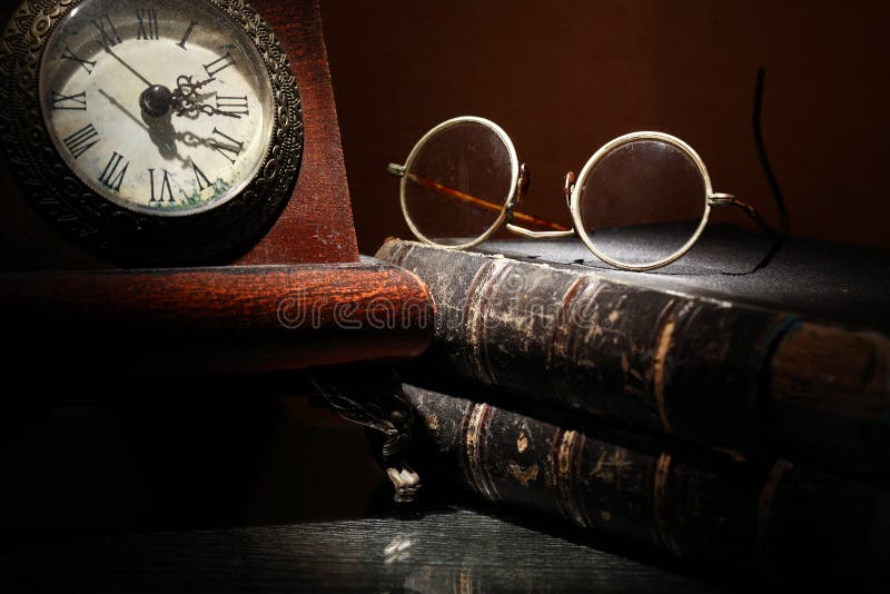 Old Clock And Books