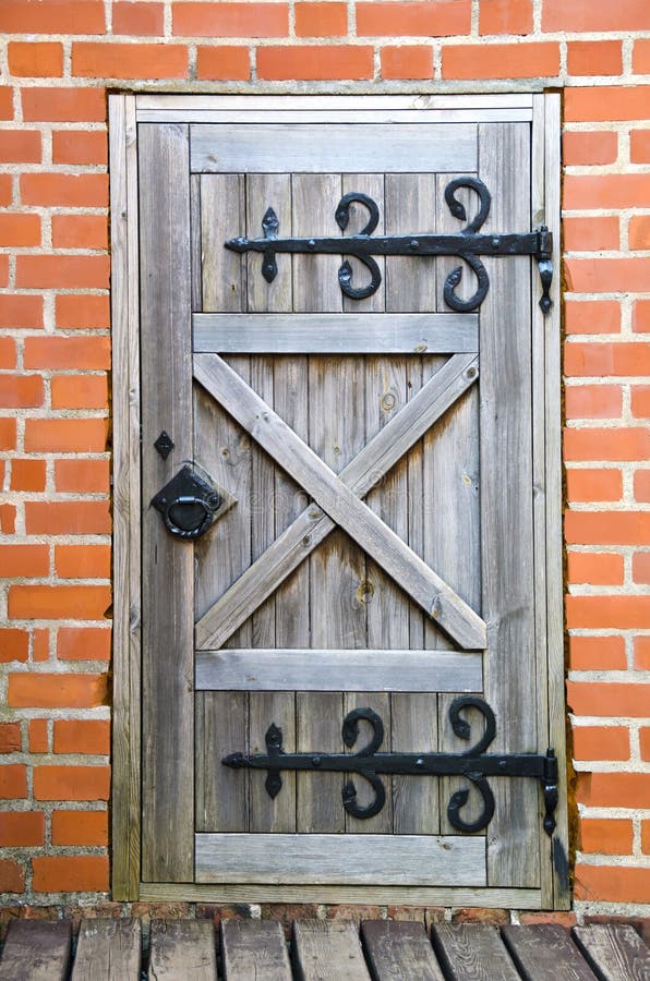 Old wooden door in the castle