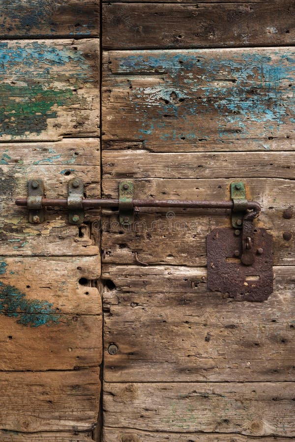 Old wooden door close up view