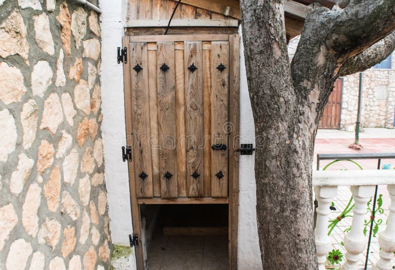 Old wooden door in home garden stock images Old wooden door in home garden stock images