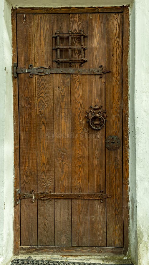 Old Wooden Door in Medieval Style Stock Image - Image of doorway ...