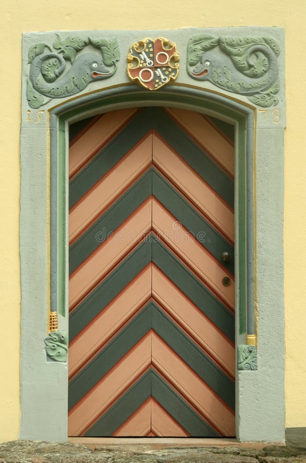 Old wooden door with ornament