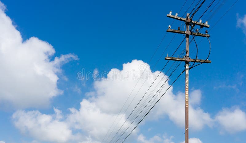 Old wooden electric pole