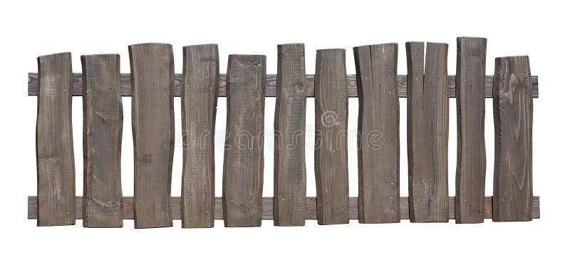 Old wooden fence isolated with clipping path