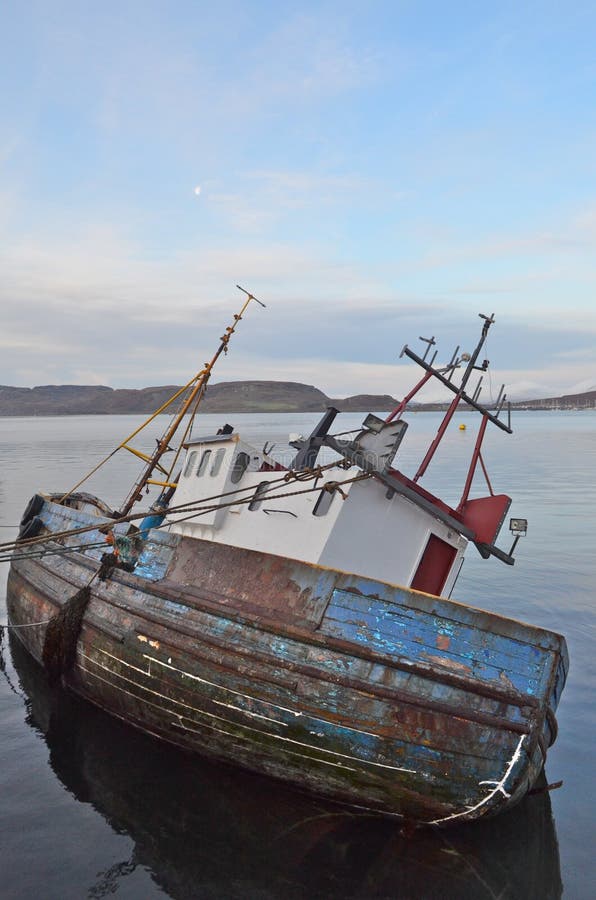 Old wooden fishing boat stock image. Image of boat, stern ...