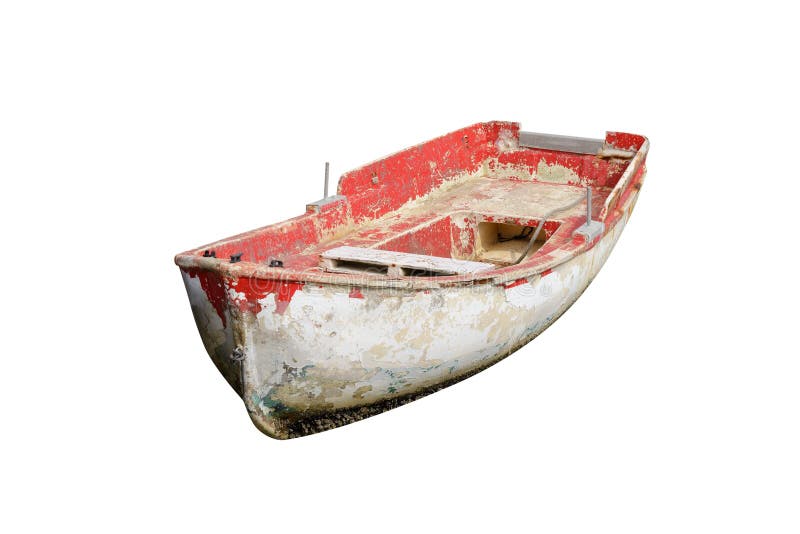 Old Wooden Fishing Boat Isolated on White Background Stock Image ...