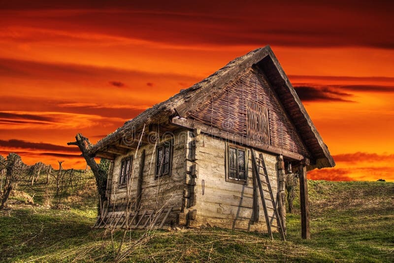 Old wooden house in croatia. Rustic wooden log house stock images, royalty-free photos and pictures