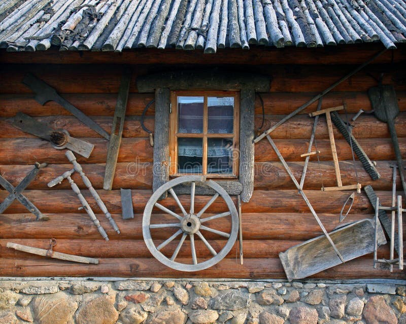 Old wooden house with tolls