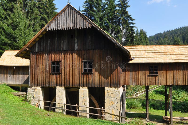 Old wooden house-water mill