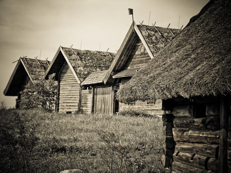 Old wooden houses stock photo